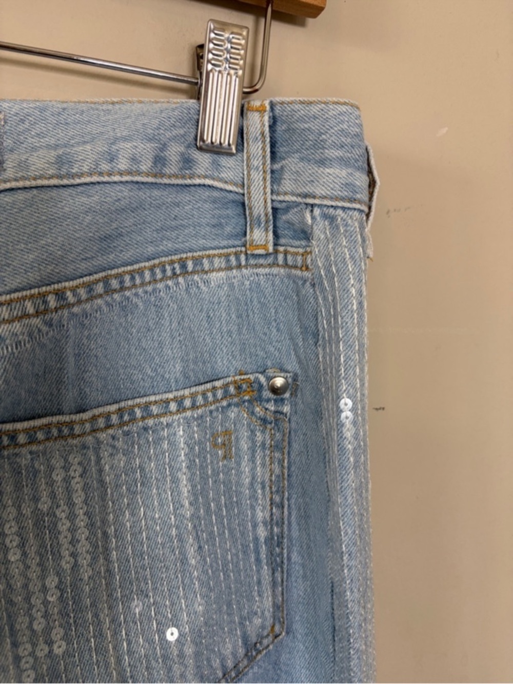 Anthropologie Pilcro Sequin Skater High Rise Wide Leg Jeans Sparkle Sz 27 NEW - Picture 10 of 15